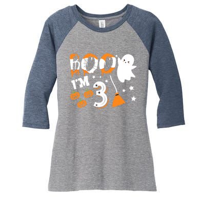 Halloween Birthday 3 Year Old Boy Girl 3rd Birthday Costume Women's Tri-Blend 3/4-Sleeve Raglan Shirt