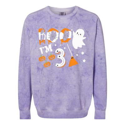 Halloween Birthday 3 Year Old 3rd Birthday Costume Colorblast Crewneck Sweatshirt