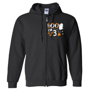 Halloween Birthday 3 Year Old 3rd Birthday Costume Full Zip Hoodie