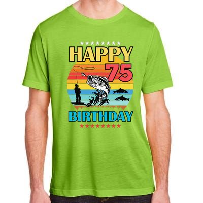 Happy Birthday 75 Year Old Birthday Fishing Fishermans 75th Adult ChromaSoft Performance T-Shirt