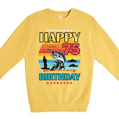 Happy Birthday 75 Year Old Birthday Fishing Fishermans 75th Premium Crewneck Sweatshirt