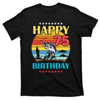 Happy Birthday 75 Year Old Birthday Fishing Fishermans 75th T-Shirt