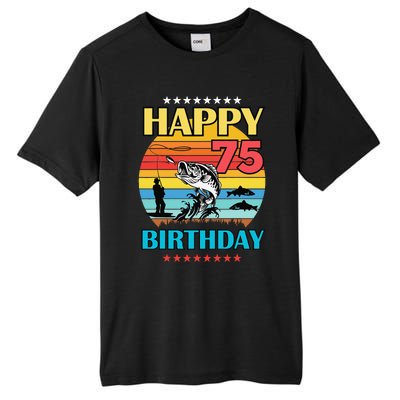 Happy Birthday 75 Year Old Birthday Fishing Fishermans 75th Tall Fusion ChromaSoft Performance T-Shirt