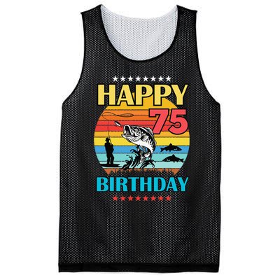 Happy Birthday 75 Year Old Birthday Fishing Fishermans 75th Mesh Reversible Basketball Jersey Tank