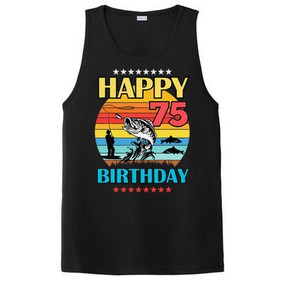 Happy Birthday 75 Year Old Birthday Fishing Fishermans 75th PosiCharge Competitor Tank