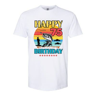 Happy Birthday 75 Year Old Birthday Fishing Fishermans 75th Softstyle CVC T-Shirt