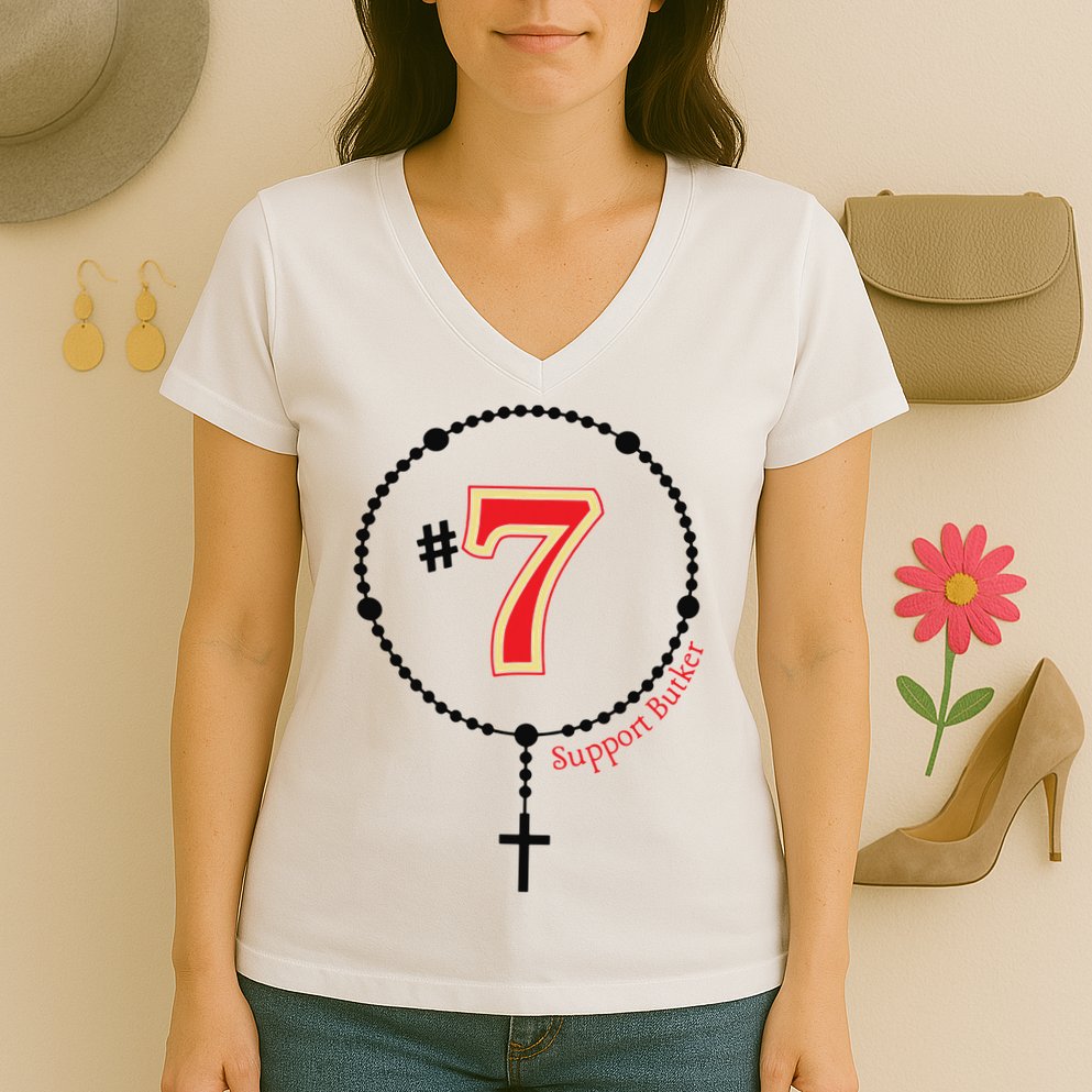 Harrison Butker #7 Butker Catholic Women's V-Neck T-Shirt