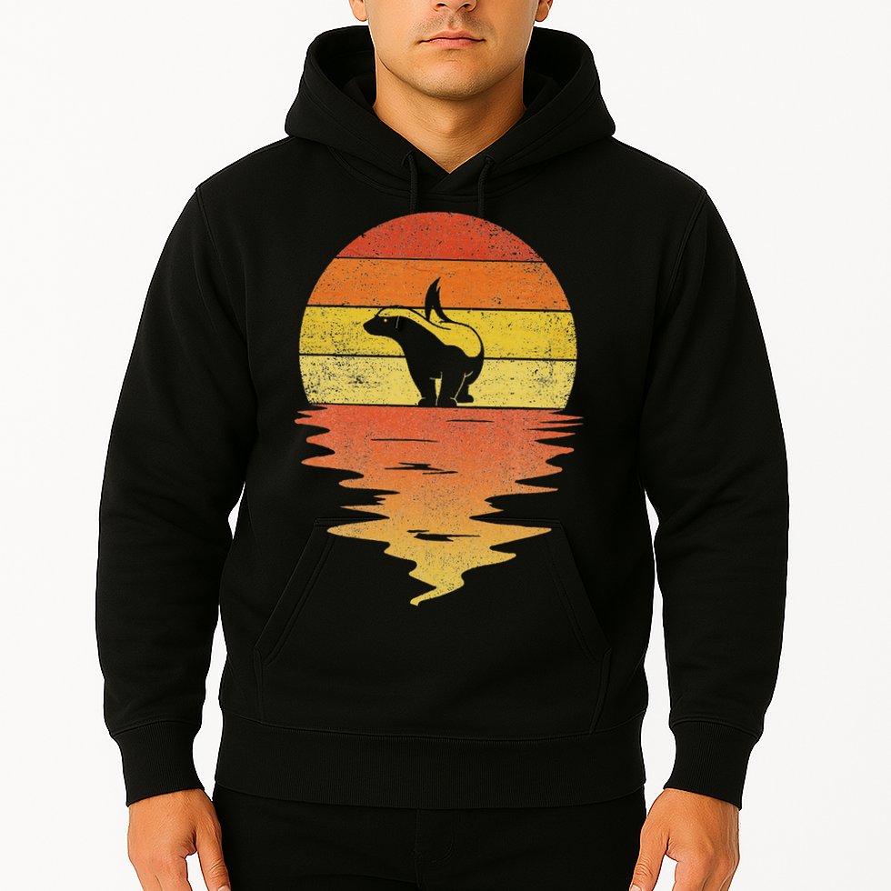 Honey Badger 70s Retro Sunset Vintage Honey Badger Hoodie