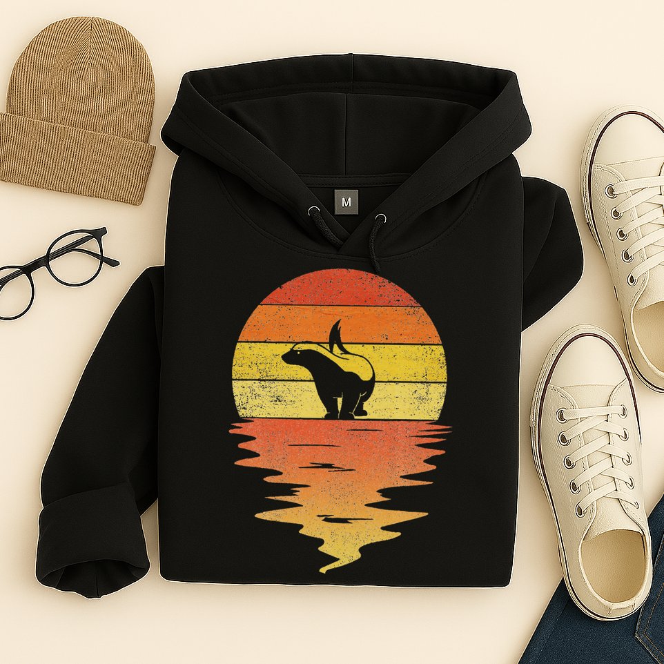 Honey Badger 70s Retro Sunset Vintage Honey Badger Hoodie