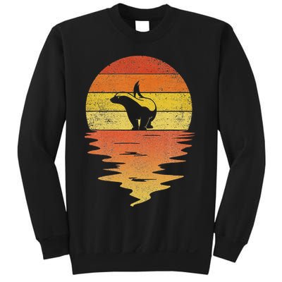 Honey Badger 70s Retro Sunset Vintage Honey Badger Sweatshirt