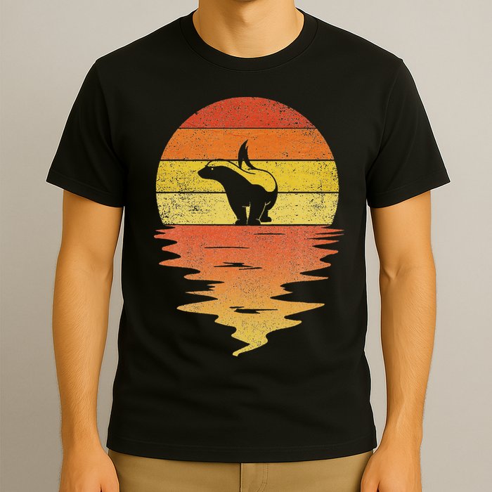 Honey Badger 70s Retro Sunset Vintage Honey Badger T-Shirt