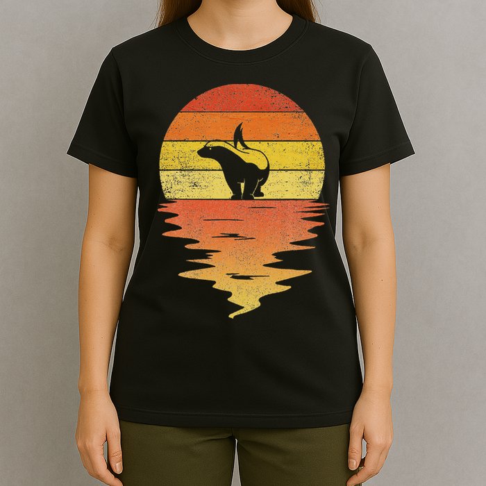 Honey Badger 70s Retro Sunset Vintage Honey Badger T-Shirt