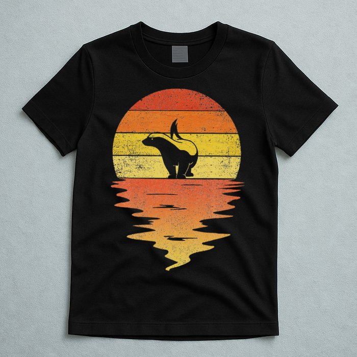 Honey Badger 70s Retro Sunset Vintage Honey Badger T-Shirt