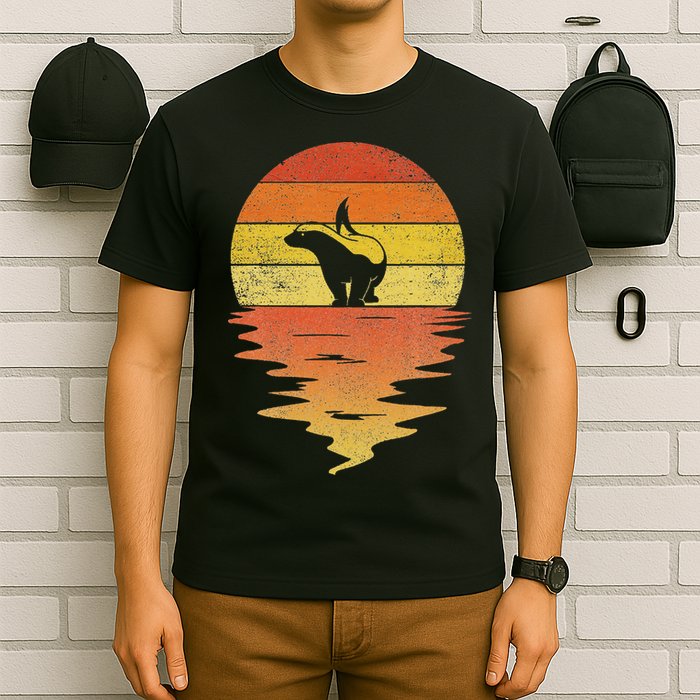 Honey Badger 70s Retro Sunset Vintage Honey Badger T-Shirt