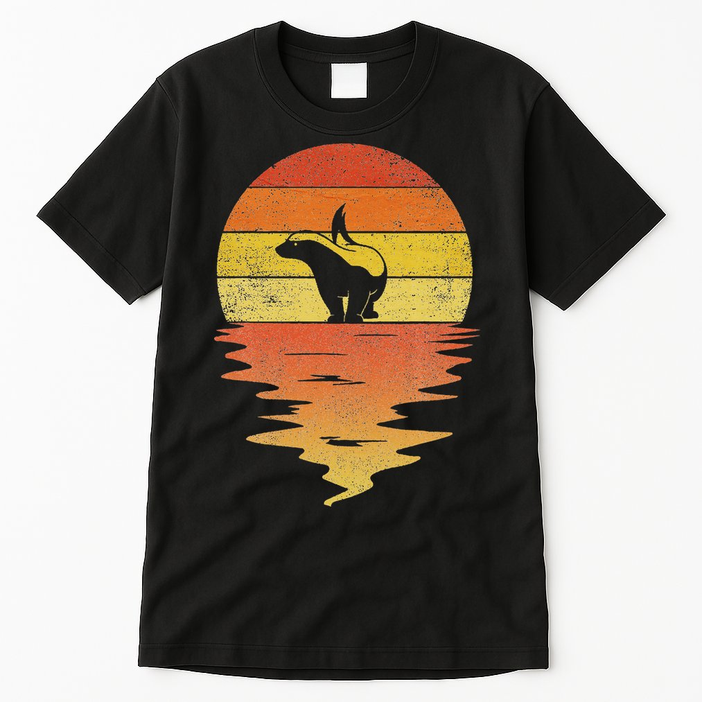Honey Badger 70s Retro Sunset Vintage Honey Badger Tall T-Shirt