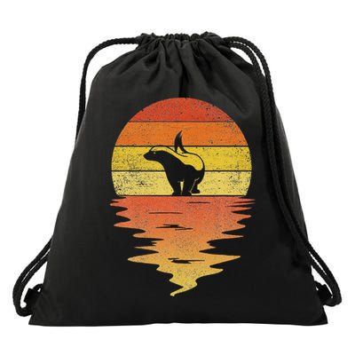 Honey Badger 70s Retro Sunset Vintage Honey Badger Drawstring Bag