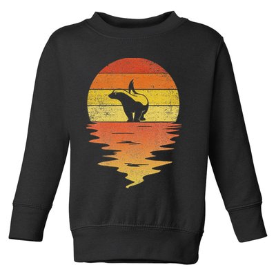 Honey Badger 70s Retro Sunset Vintage Honey Badger Toddler Sweatshirt