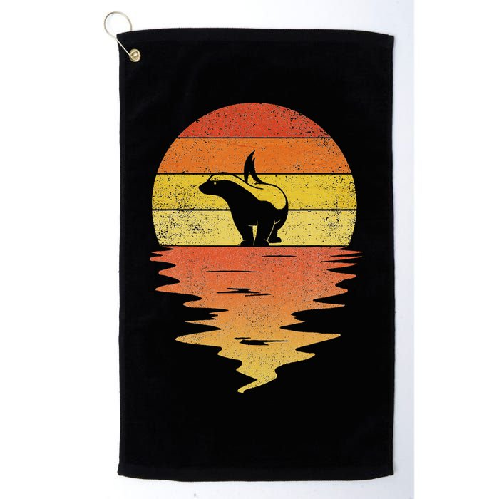 Honey Badger 70s Retro Sunset Vintage Honey Badger Golf Towel