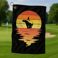 Honey Badger 70s Retro Sunset Vintage Honey Badger Golf Towel