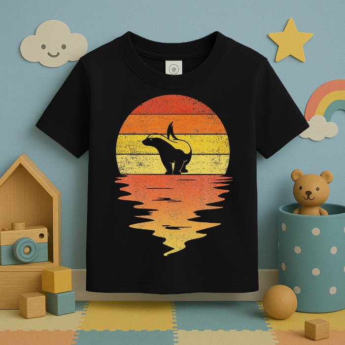 Honey Badger 70s Retro Sunset Vintage Honey Badger Toddler T-Shirt