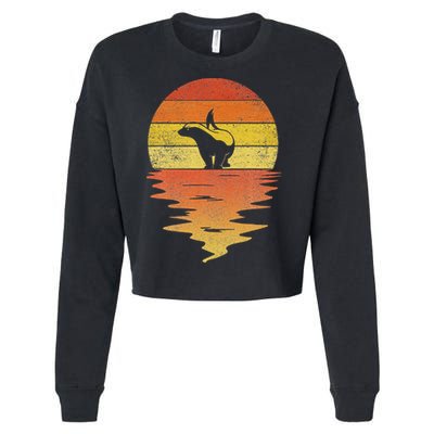 Honey Badger 70s Retro Sunset Vintage Honey Badger Cropped Pullover Crew