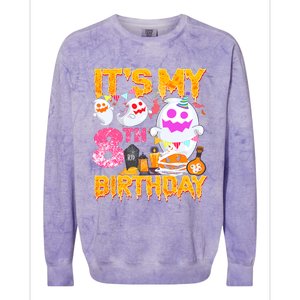 Halloween Birthday 8 Year Old Boy Girl 8th Birthday Costume Colorblast Crewneck Sweatshirt