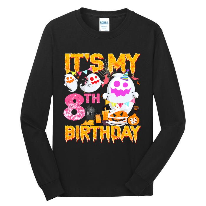 Halloween Birthday 8 Year Old Boy Girl 8th Birthday Costume Tall Long Sleeve T-Shirt