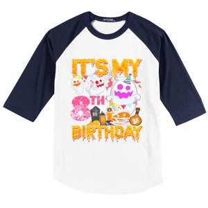 Halloween Birthday 8 Year Old Boy Girl 8th Birthday Costume Baseball Sleeve Shirt