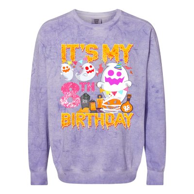 Halloween Birthday 8 Year Old Boy Girl 8th Birthday Costume Colorblast Crewneck Sweatshirt