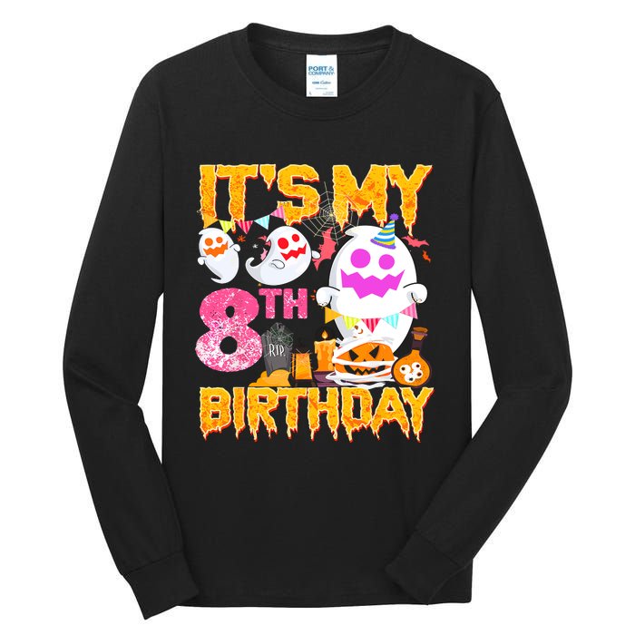 Halloween Birthday 8 Year Old Boy Girl 8th Birthday Costume Tall Long Sleeve T-Shirt