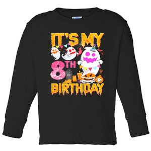 Halloween Birthday 8 Year Old Boy Girl 8th Birthday Costume Toddler Long Sleeve Shirt