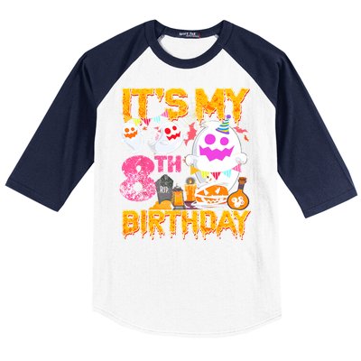 Halloween Birthday 8 Year Old Boy Girl 8th Birthday Costume Baseball Sleeve Shirt