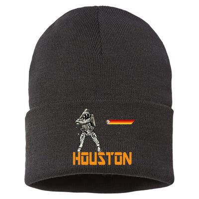 Houston Baseball A Space City Baseball And Vintage Astronaut Sustainable Knit Beanie