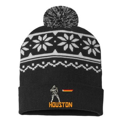 Houston Baseball A Space City Baseball And Vintage Astronaut USA-Made Snowflake Beanie