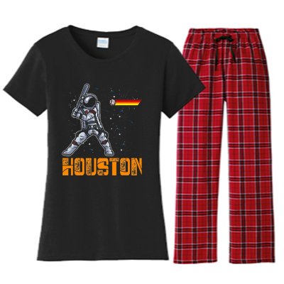 Houston Baseball A Space City Baseball And Vintage Astronaut Women's Flannel Pajama Set