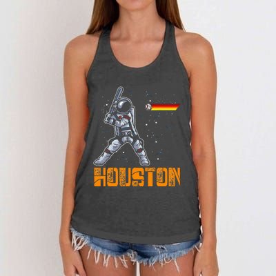 Houston Baseball A Space City Baseball And Vintage Astronaut Women's Knotted Racerback Tank