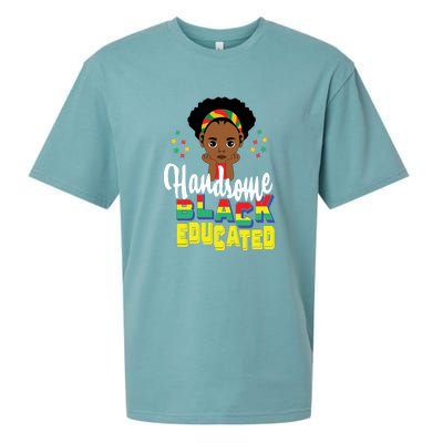 Handsom Black And Educated For Boy Black History Month Sueded Cloud Jersey T-Shirt