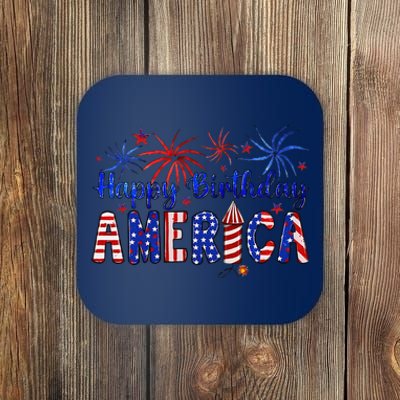 Happy Birthday America Firework Usa Flag 4th Of July Freedom Coaster