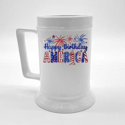 Happy Birthday America Firework Usa Flag 4th Of July Freedom Beer Stein