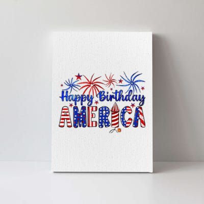 Happy Birthday America Firework Usa Flag 4th Of July Freedom Canvas