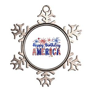 Happy Birthday America Firework Usa Flag 4th Of July Freedom Metallic Star Ornament