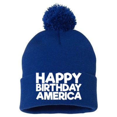 Happy Birthday America 4th Of July Great Gift Pom Pom 12in Knit Beanie