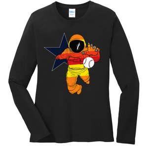 Houston Baseball Astronaut Space City Ladies Long Sleeve Shirt