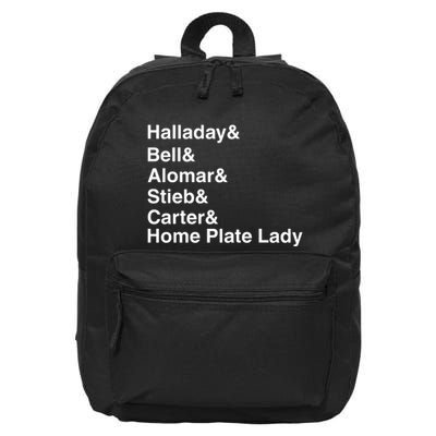 Halladay Bell Alomar Stieb Carter Home Plate Lady 16 in Basic Backpack