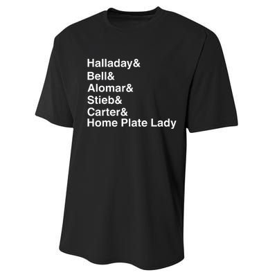 Halladay Bell Alomar Stieb Carter Home Plate Lady Performance Sprint T-Shirt