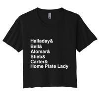 Halladay Bell Alomar Stieb Carter Home Plate Lady Women's Crop Top Tee