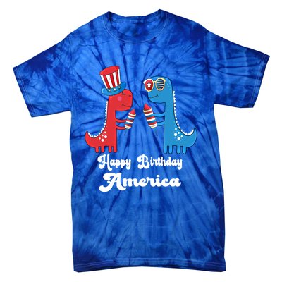 Happy Birthday America Funny 4th Of July Dinosaur T Rex Meaningful Gift Tie-Dye T-Shirt