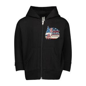 Happy Birthday America Gnome Patriotic 4th Of July Meaningful Gift Toddler Zip Fleece Hoodie