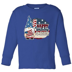 Happy Birthday America Gnome Patriotic 4th Of July Meaningful Gift Toddler Long Sleeve Shirt