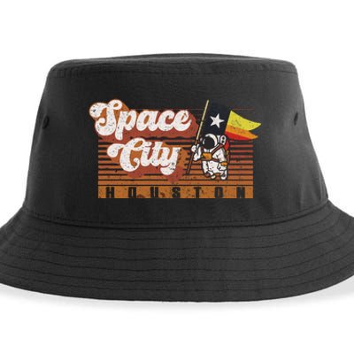 Houston Baseball A Space City Baseball And Vintage Astronaut Sustainable Bucket Hat